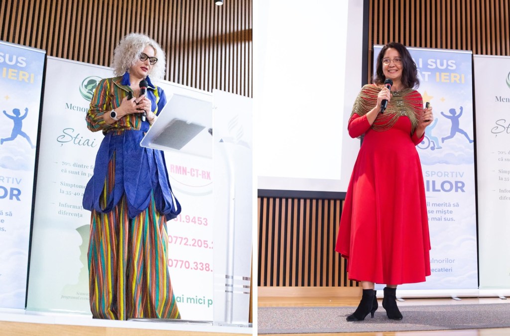 Ramona Gae, psiholog și Lia Bolte, terapeut somatic pe scena Ediției II Menopauza 360°