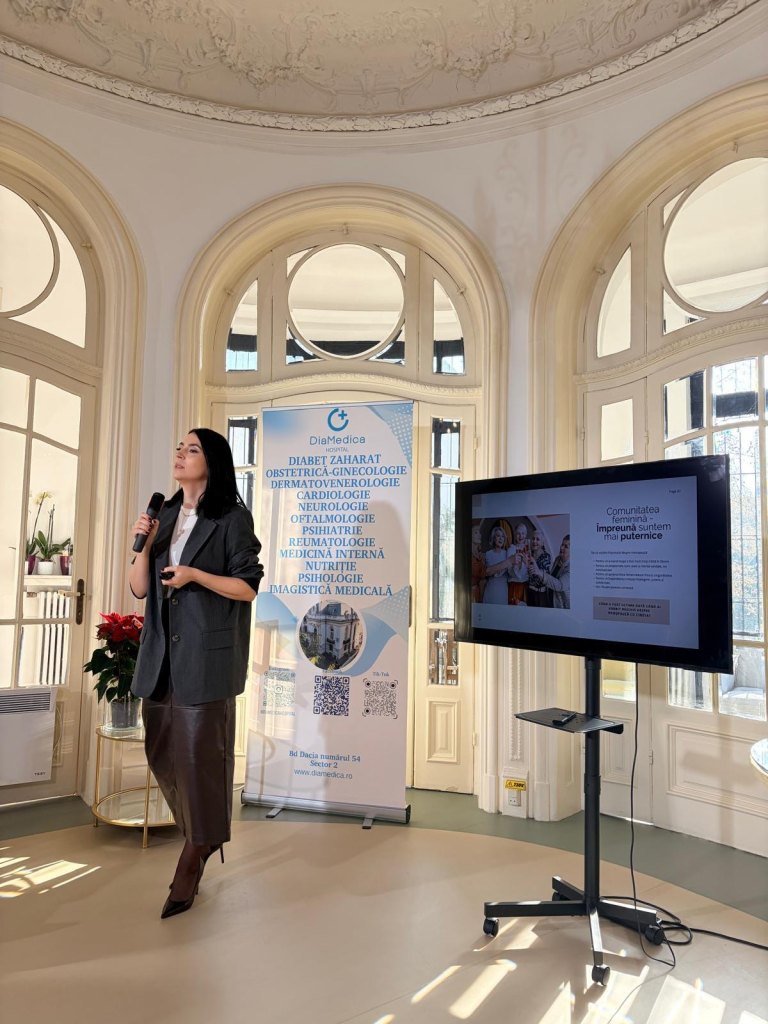 Dr. Alexandra Radu prezentând la Ediția I Menopauza 360°